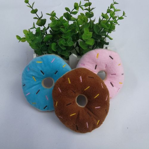 厂家直销 宠物毛绒发声猫狗磨牙耐咬玩具用品 可爱造型甜甜圈